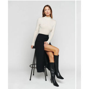 Women's Reformation Black Midi Skirt with Slit Size 8